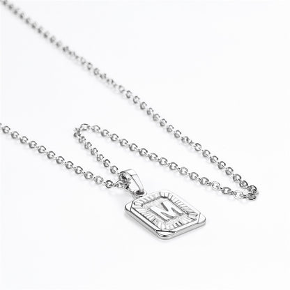 Initial M Letter Dog Tag Necklace for Men