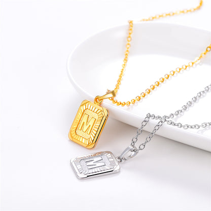 Initial M Letter Dog Tag Necklace for Men