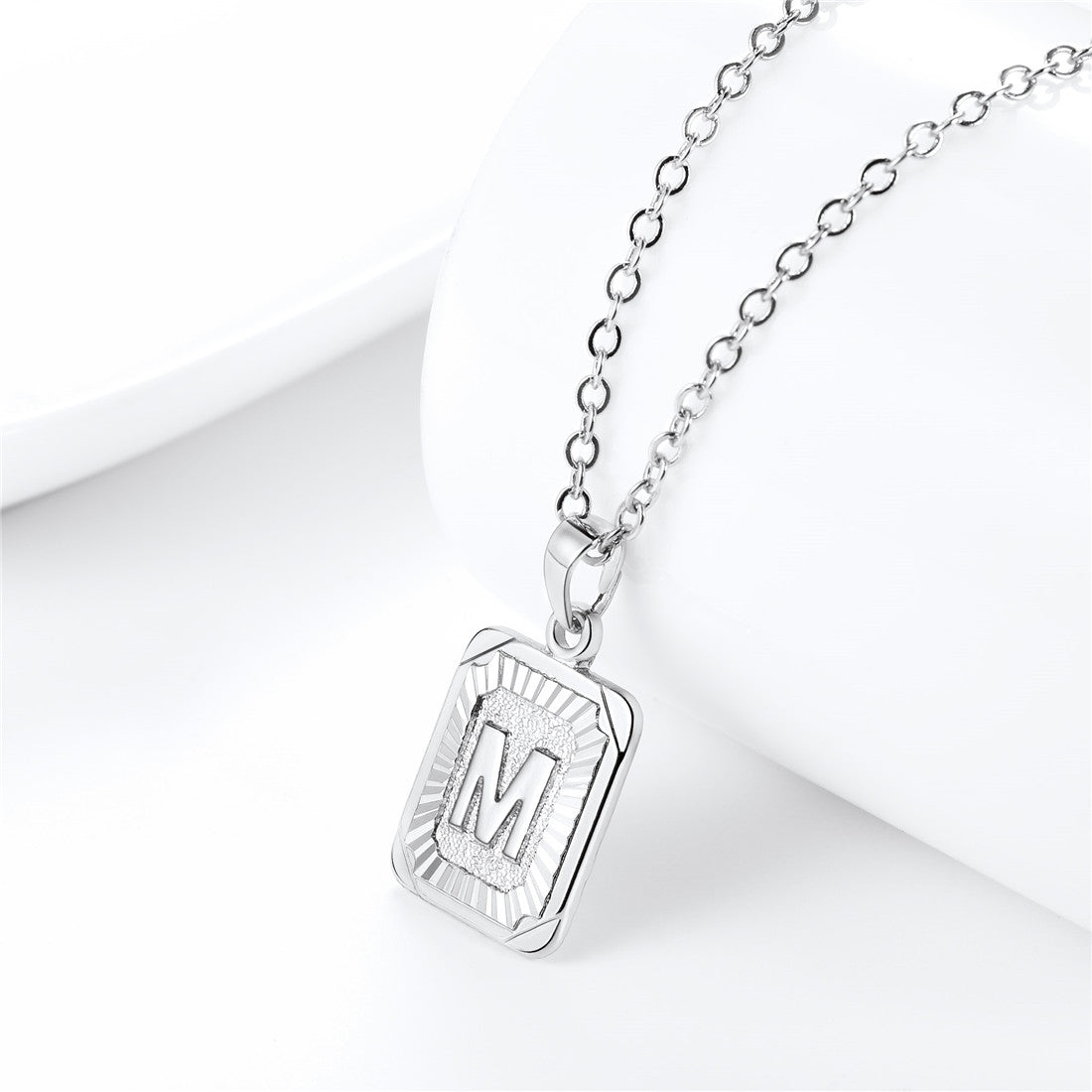 Initial M Letter Dog Tag Necklace for Men