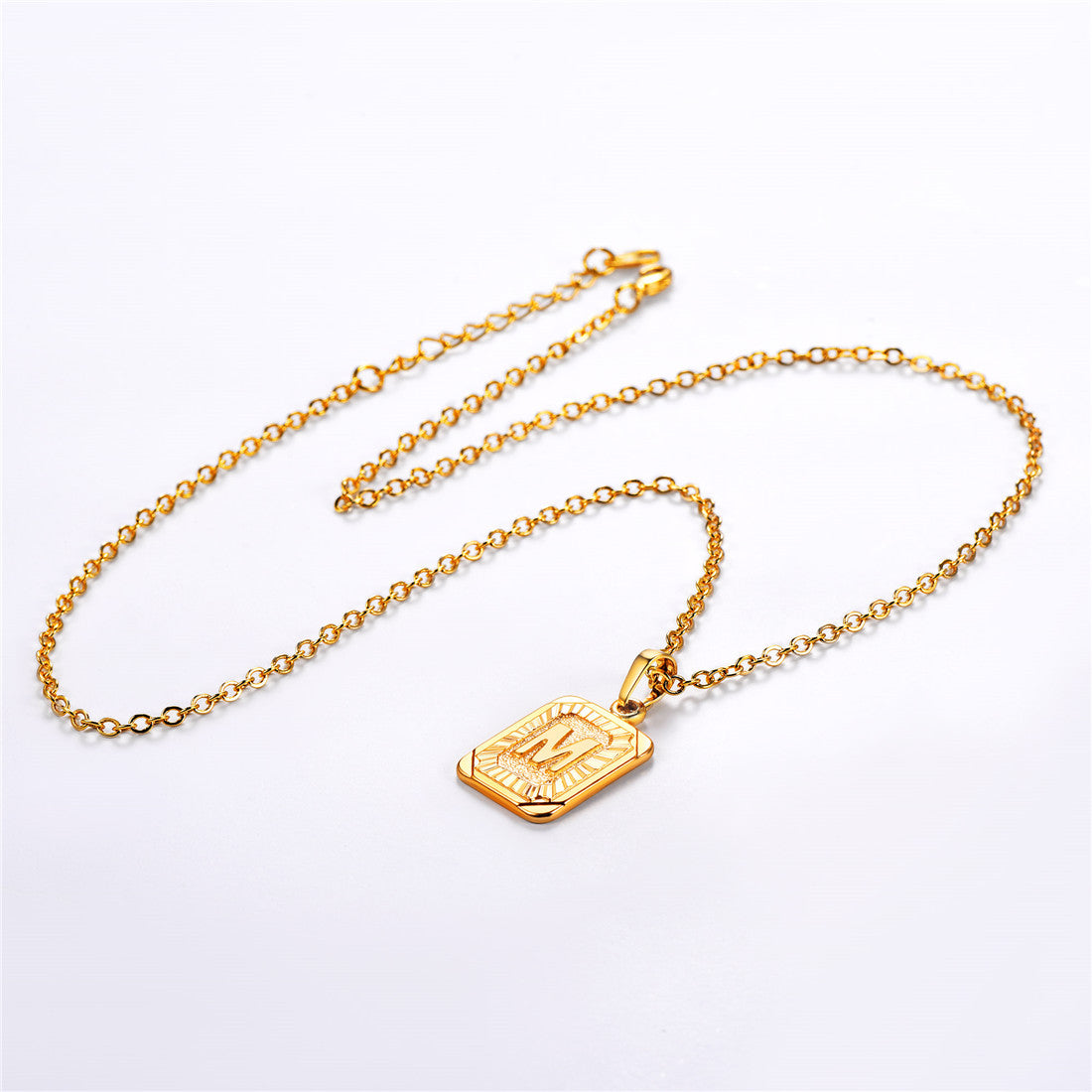 Initial M Letter Dog Tag Necklace for Men