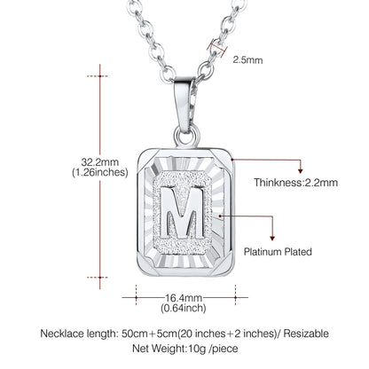 Initial M Letter Dog Tag Necklace for Men