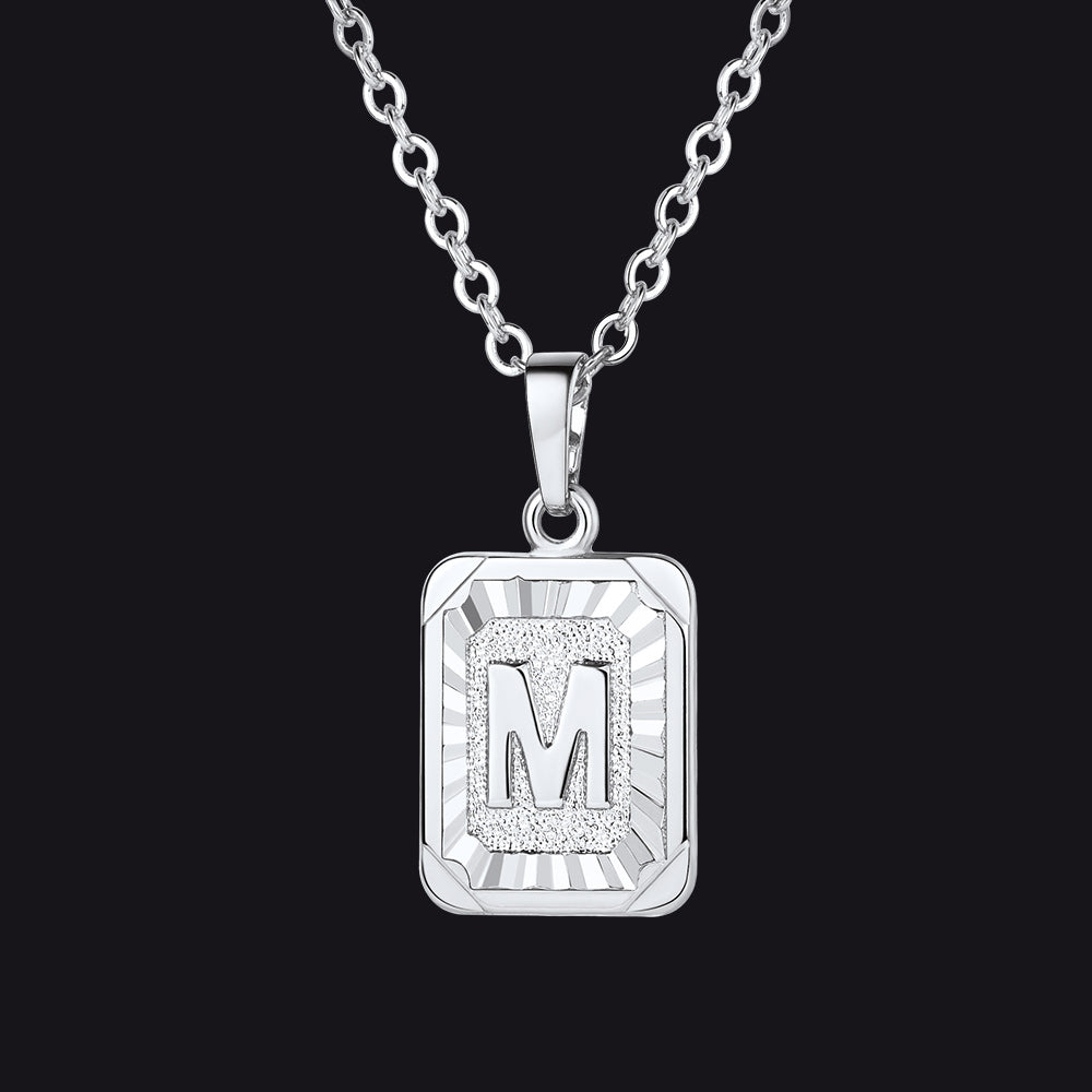 Initial M Letter Dog Tag Necklace for Men