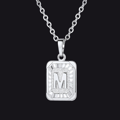 Initial M Letter Dog Tag Necklace for Men
