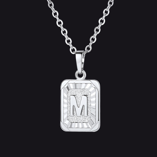 Initial M Letter Dog Tag Necklace for Menimg