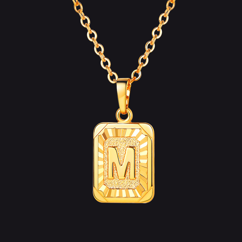 Initial M Letter Dog Tag Necklace for Men