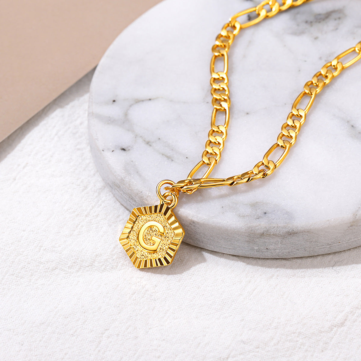 Initials A-Z Gold Figaro Chain Ankle Beach Jewelry