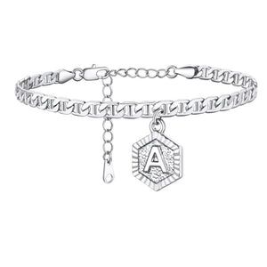 Initials A-Z Chain Link Ankle Bracelet Gift for Women Men