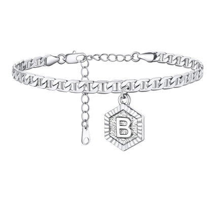 Initials A-Z Chain Link Ankle Bracelet Gift for Women Men