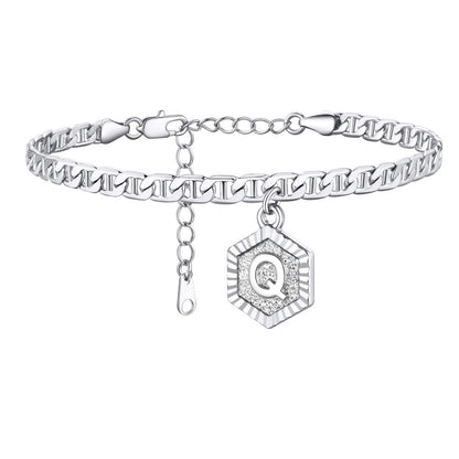 Initials A-Z Chain Link Ankle Bracelet Gift for Women Men