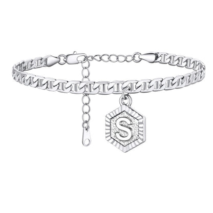 Initials A-Z Chain Link Ankle Bracelet Gift for Women Men