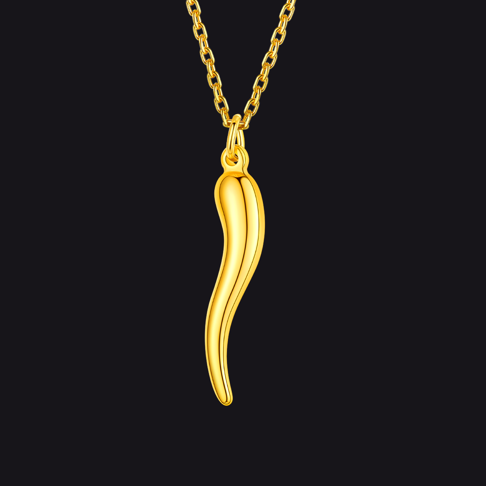 FaithHeart Italian Horn Pendant Necklace Protective Amulet Jewelry for Men