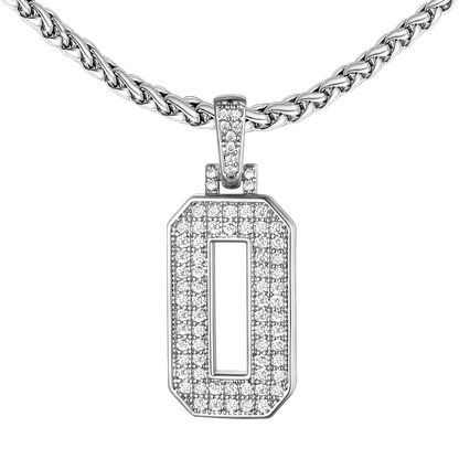 White Gold CZ Jersey Number Chain Necklace For Men Women