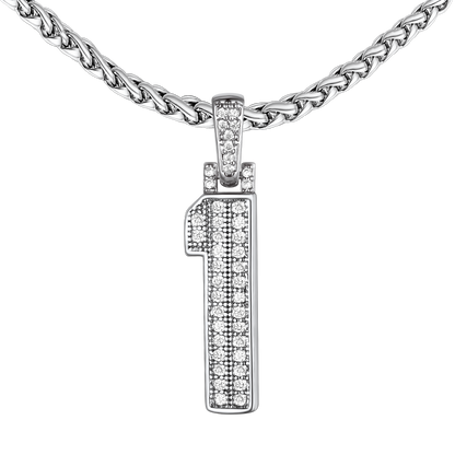 White Gold CZ Jersey Number Chain Necklace For Men Women