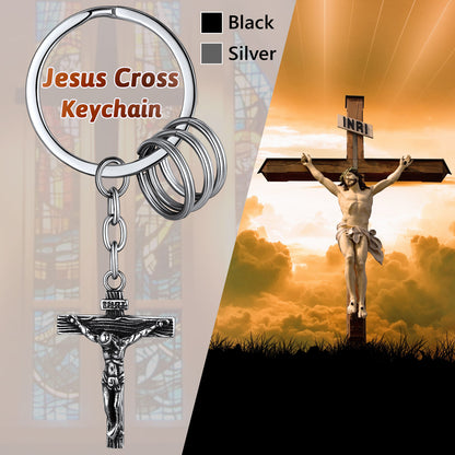 Stainless Steel Inri Jesus Cross Keychain for Men Women