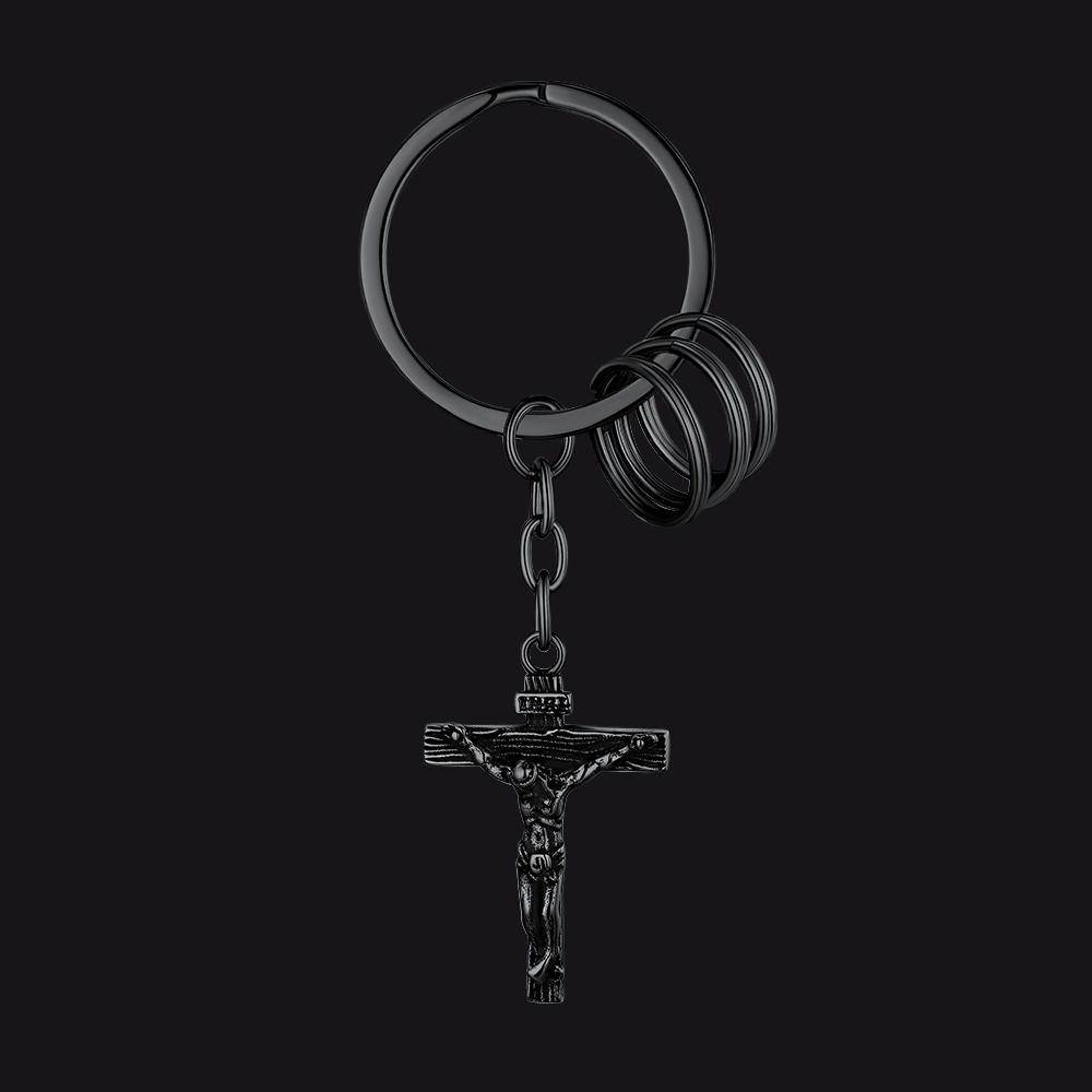 Stainless Steel Inri Jesus Cross Keychain for Men Women