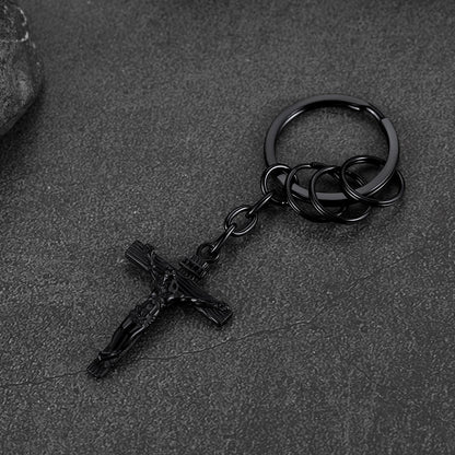 Stainless Steel Inri Jesus Cross Keychain for Men Women