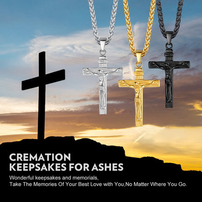 Jesus Cross Urn Cremation Pendant Necklace Memorial Jewelry