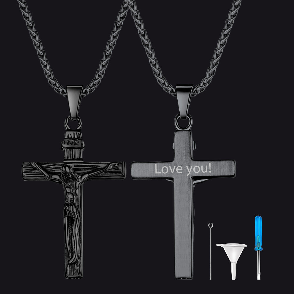 Jesus Cross Urn Cremation Pendant Necklace Memorial Jewelry