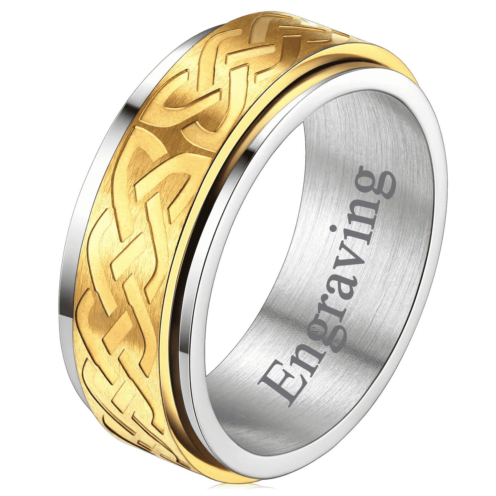 FaithHeart Celtic Knot Spinner Ring Anxiety Rotatable Ring For Men FaithHeart