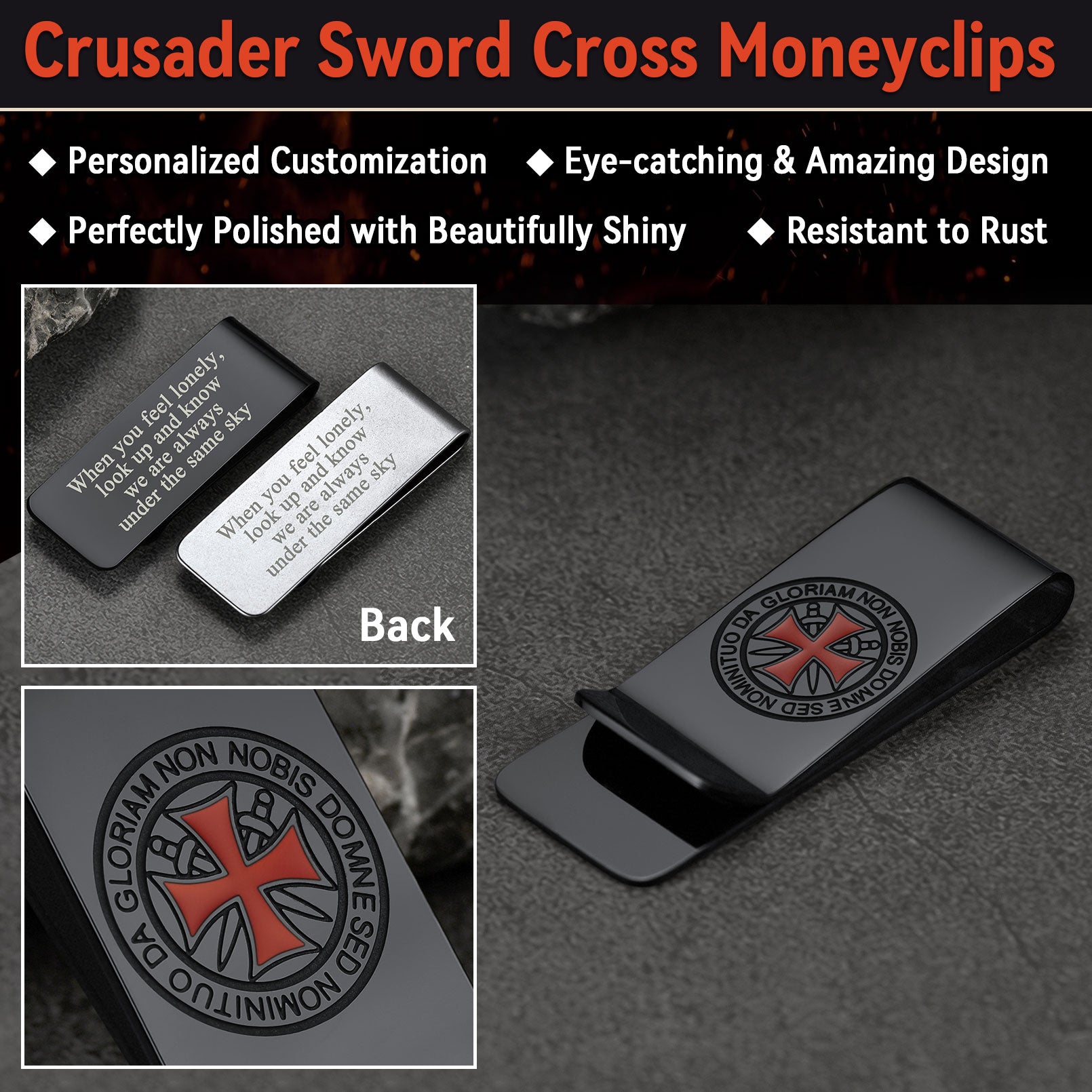 Knights Templar Cross Money Clip Classic Slim Wallets