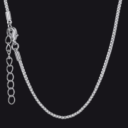 1.5MM Width Minimalist Box Chain Link Necklace for Men