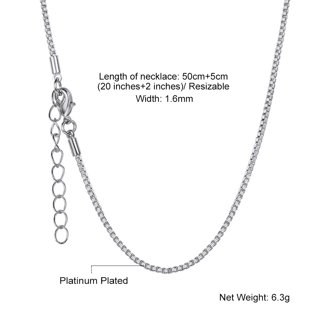 1.5MM Width Minimalist Box Chain Link Necklace for Men