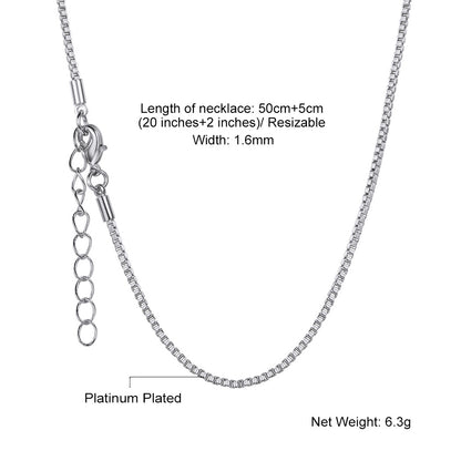 1.5MM Width Minimalist Box Chain Link Necklace for Men
