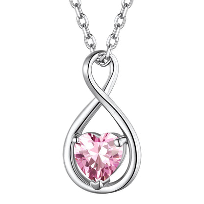 October Tourmaline Heart Infinity Necklace - Pink & Green Birthstone Gift