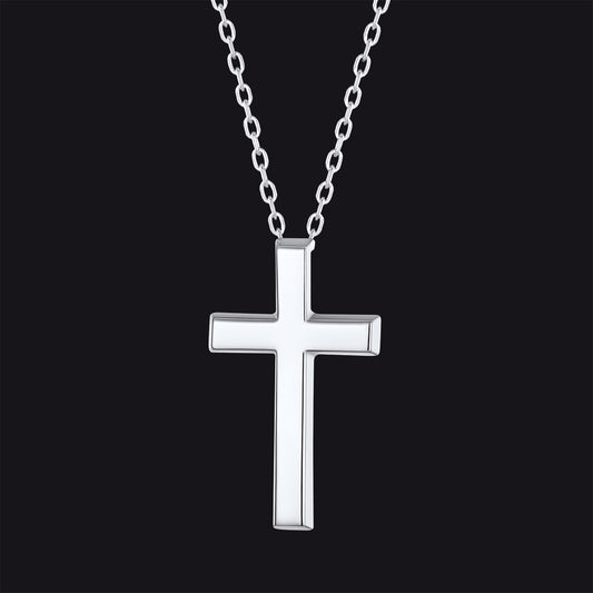 Silver Sterling Silver Minimalist Cross Necklace Christian Faith Pendantimg