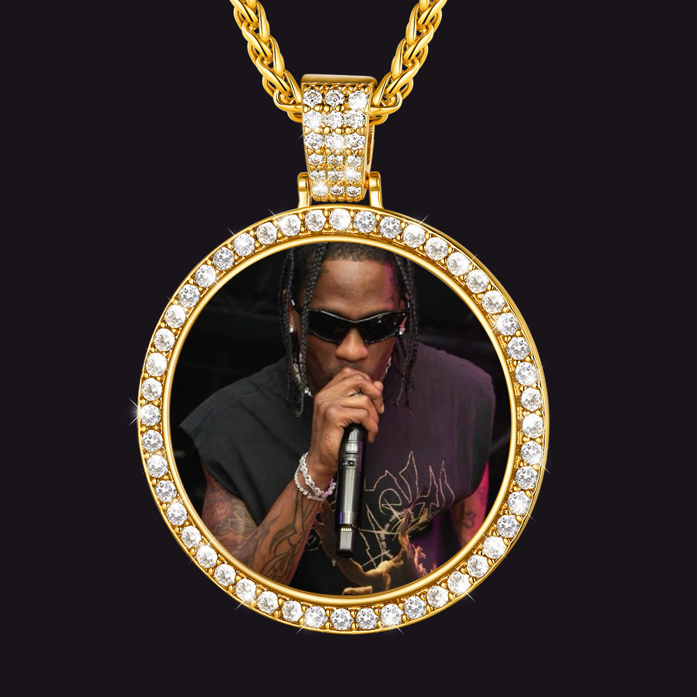 Personalized Large Picture Circle Necklace Memorial Photo Pendant