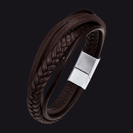 Layering Leather Braided Bracelet Gift for Men Dadimg