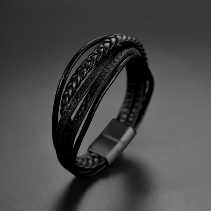 Layering Leather Braided Bracelet Gift for Men Dad