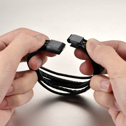Layering Leather Braided Bracelet Gift for Men Dad Detial