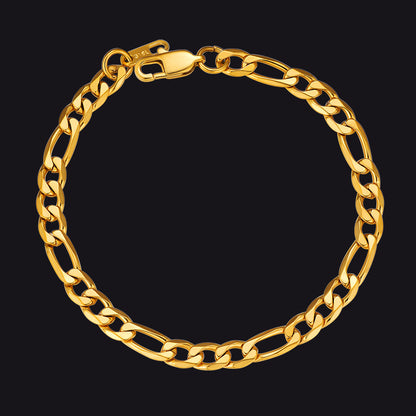 Gold Figaro Cuban Link Chain Bracelet for Men - Stylish Accessory