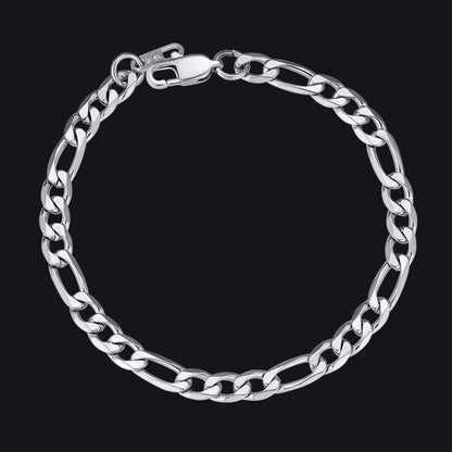 Figaro Cuban Link Chain Curb Bracelet For Men, 6MM-13MM