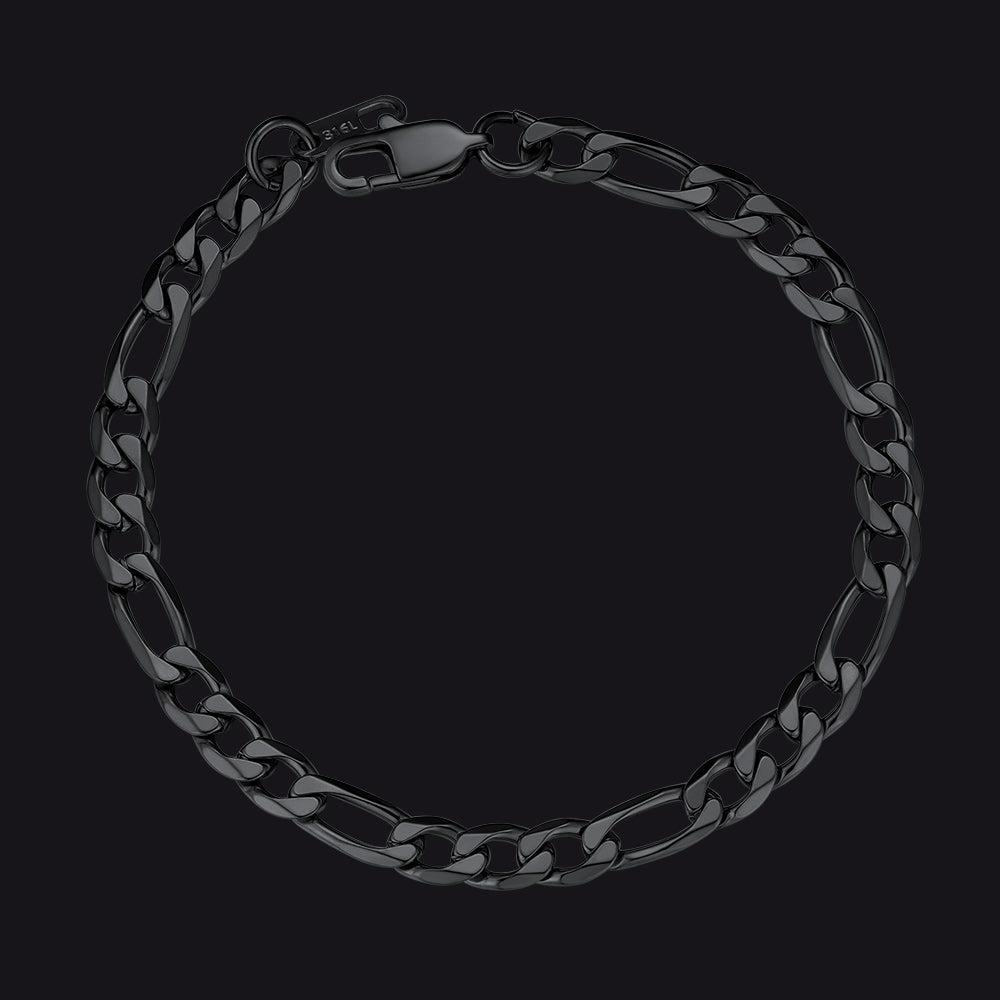 Men's Black Figaro Chain Bracelet - Stylish and Bold
