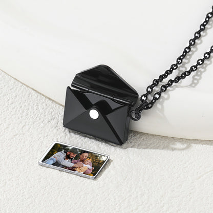 Personalized Picture Locket Envelope Necklaces Gifts for Couple Family Friend