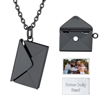 Personalized Envelope Picture Locket Necklaces Gifts for Couple Family Friend