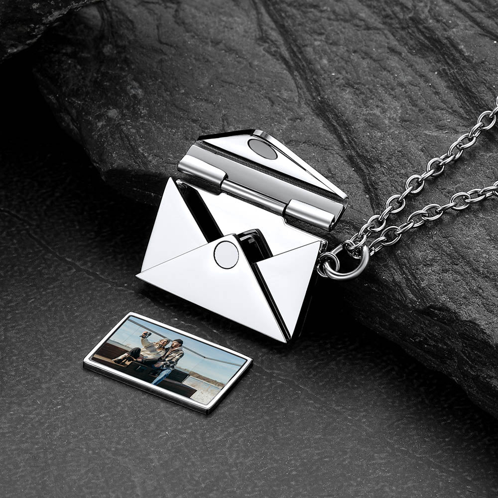 Personalized Love Letter Picture Locket Necklace Gifts for Couple Family Friend