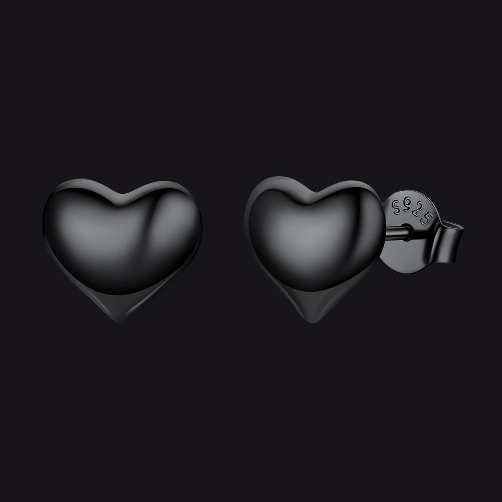 Black / 10MM Minimalist Chunky Heart Stud Earrings for Women