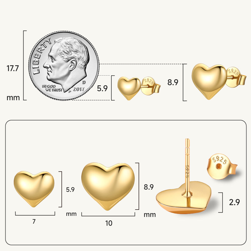  Minimalist Chunky Heart Stud Earrings for Women