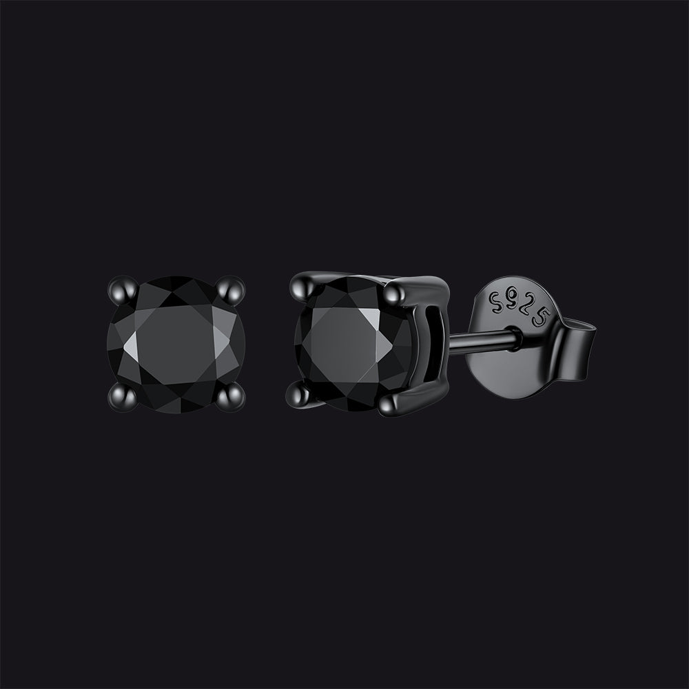 Premium sterling silver black CZ earrings for men and women