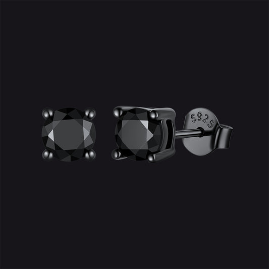 Premium sterling silver black CZ earrings for men and womenimg