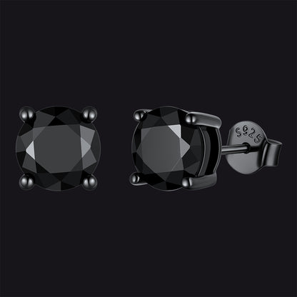 925 sterling silver black cubic zirconia stud earrings for men and women