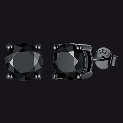 Premium sterling silver black CZ earrings for men and women