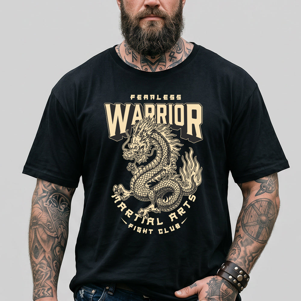 Martial Dragon Berserker T-Shirt Fabulous Fearless Warrior Tee for Men