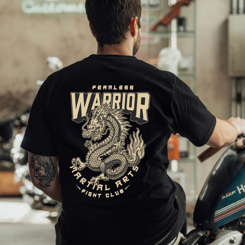 Martial Dragon Berserker T-Shirt Fabulous Fearless Warrior Tee for Men Husband 