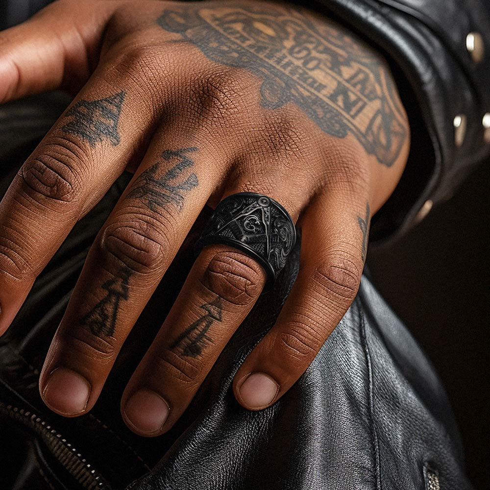 FaithHeart Freemason Masonic Ring Band for Men FaithHeart