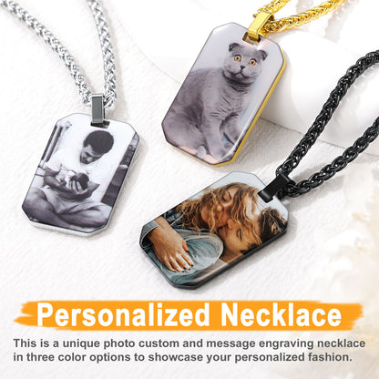 Customized Memory Picture Photo Dog Tag Necklace for Men Women