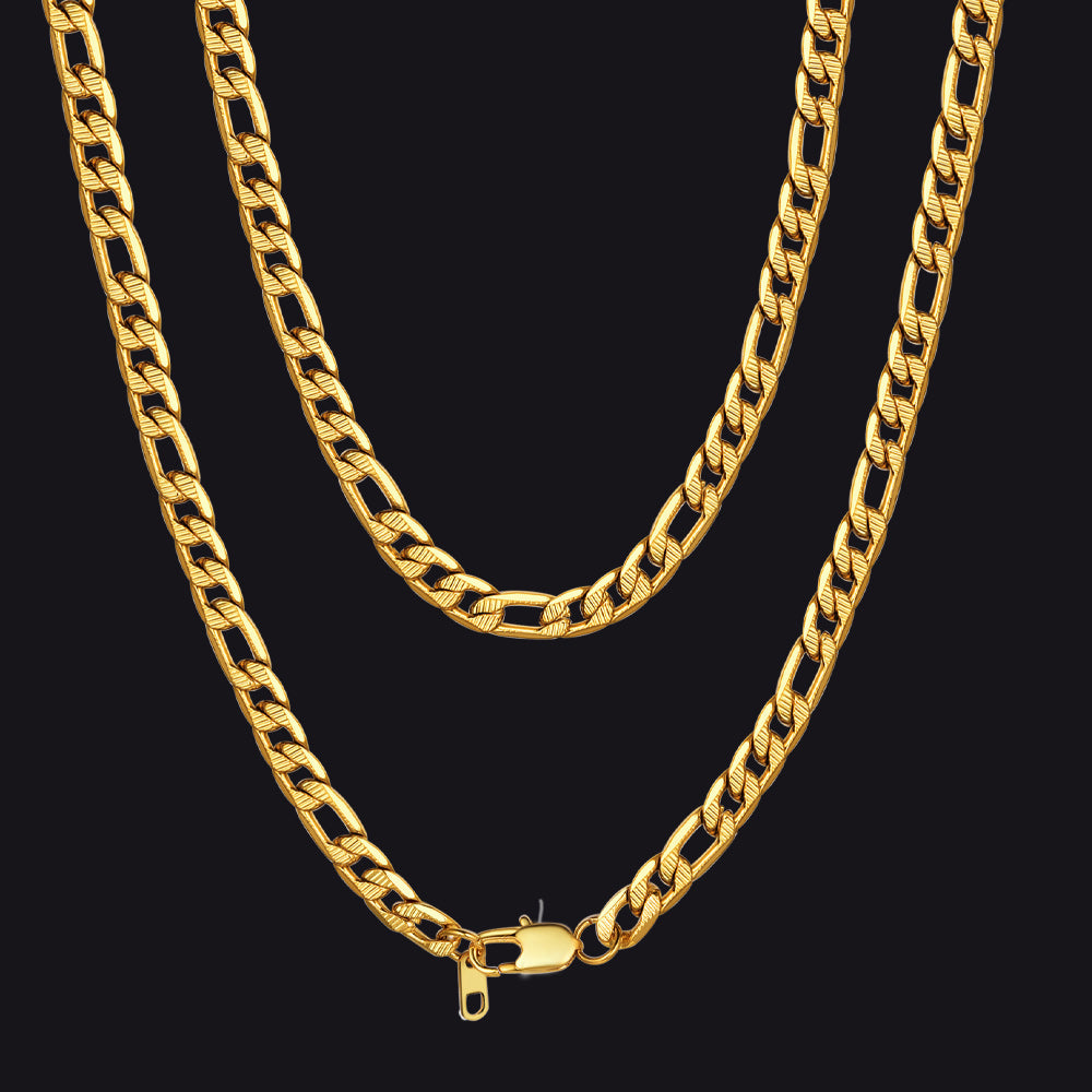 Men's Figaro Chain Link Necklace, 6/7.5/10 mm Wide